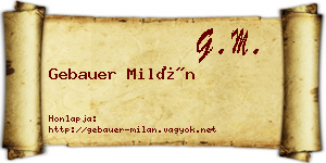 Gebauer Milán névjegykártya